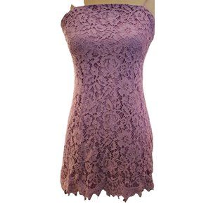 Mi Ami Crochet Lace Spaghetti Straps Mini Dress Pink Womens Small